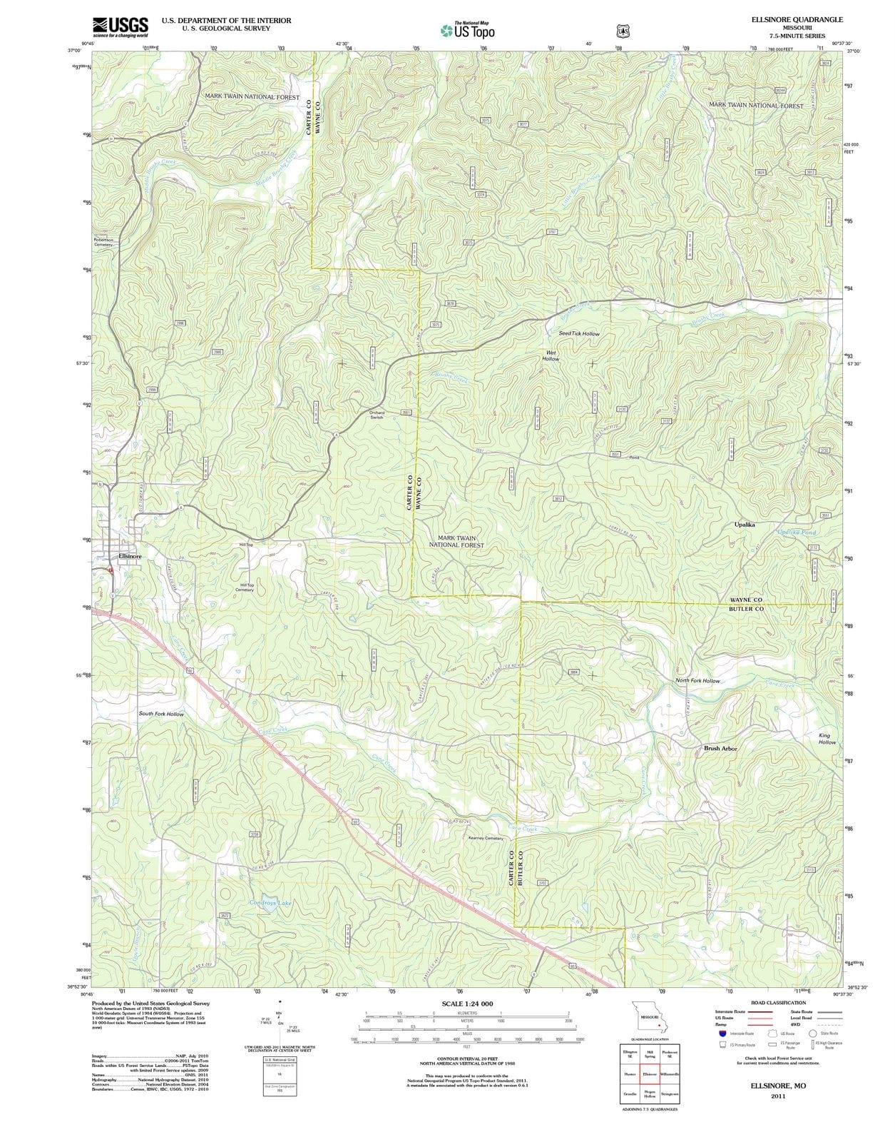 2011 Ellsinore, MO - Missouri - USGS Topographic Map