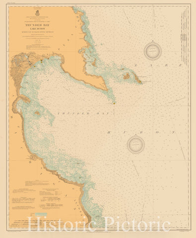 Historic Nautical Map - Thunder Bay Lake Huron Morris Bay To Black River Michigan, 1913 NOAA Chart - Michigan (MI) - Vintage Wall Art