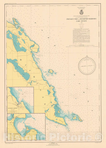 Historic Nautical Map - Presque Isle And Rockport Harbors Lake Huron, 1946 NOAA Chart - Michigan (MI) - Vintage Wall Art