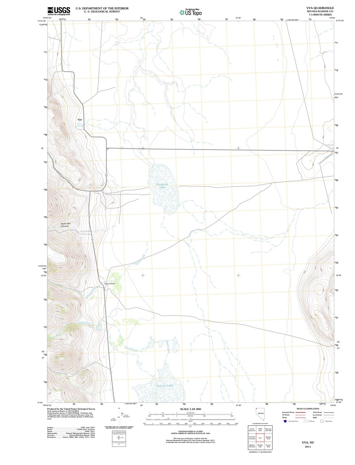 2011 Vya, NV - Nevada - USGS Topographic Map