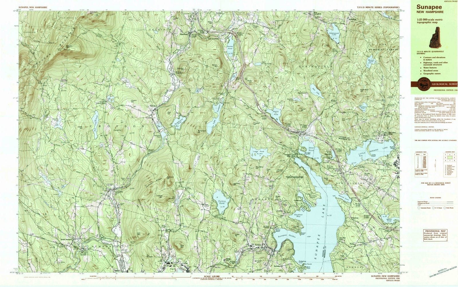 1984 Sunapee, NH - New Hampshire - USGS Topographic Map