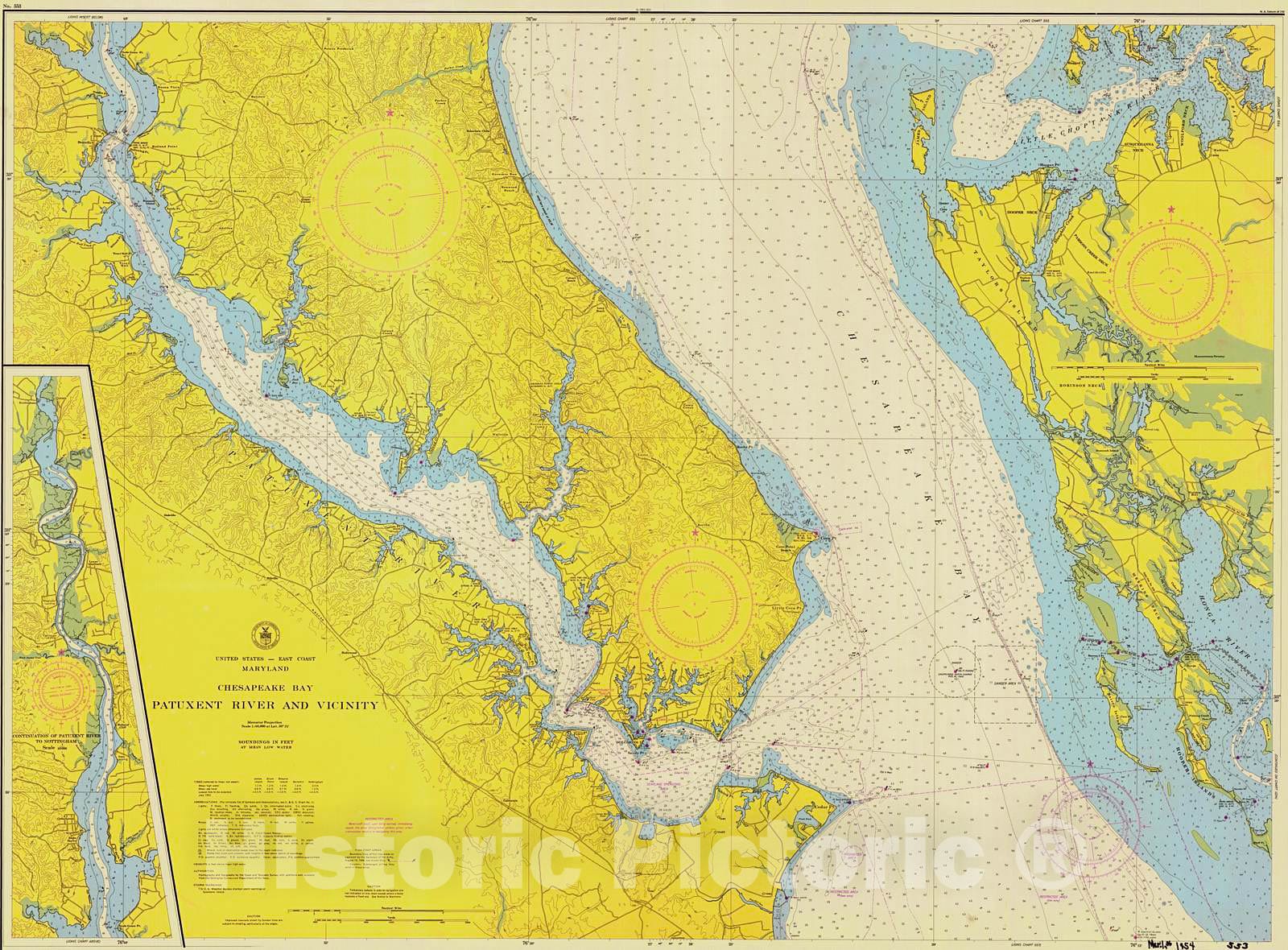 Historic Nautical Map Patuxent River And Vicinity, 1954 NOAA Chart