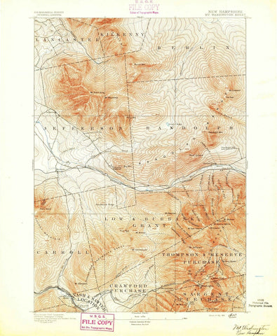 1893 Mt. Washington, NH - New Hampshire - USGS Topographic Map
