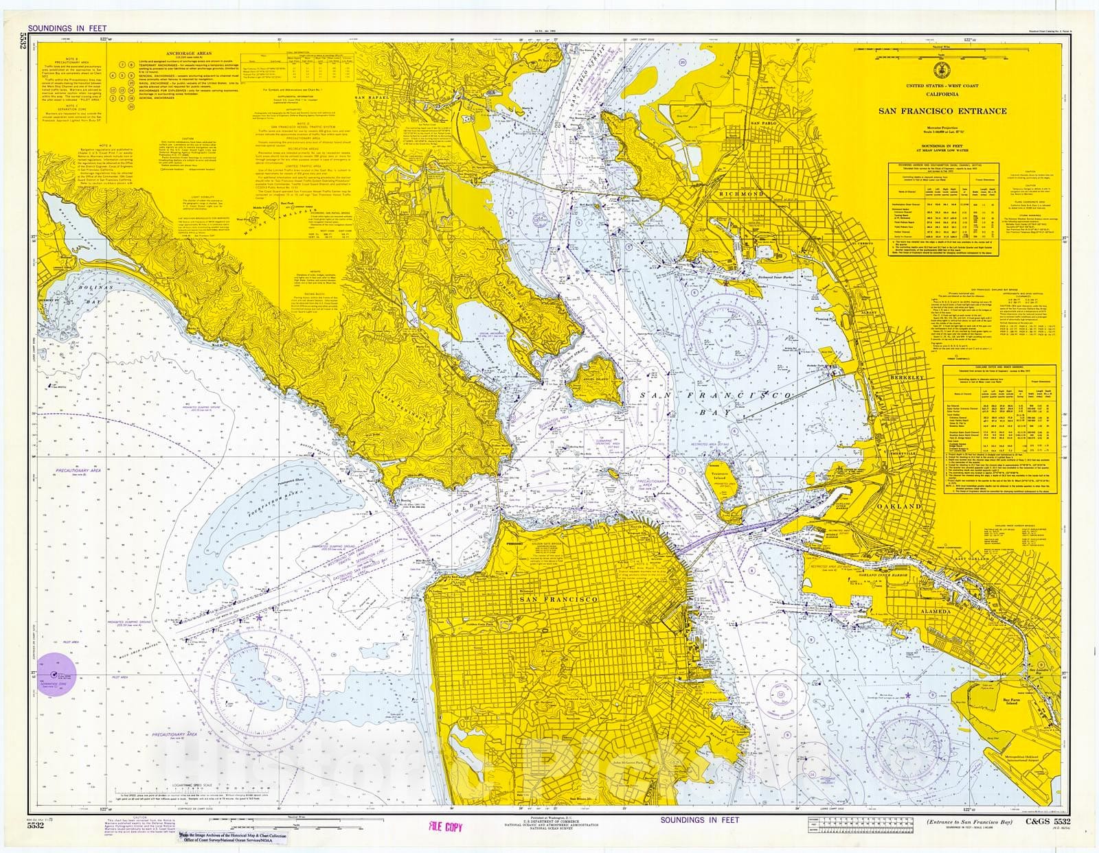 Historic Nautical Map Entrance To San Francisco Bay, 1973 NOAA Chart