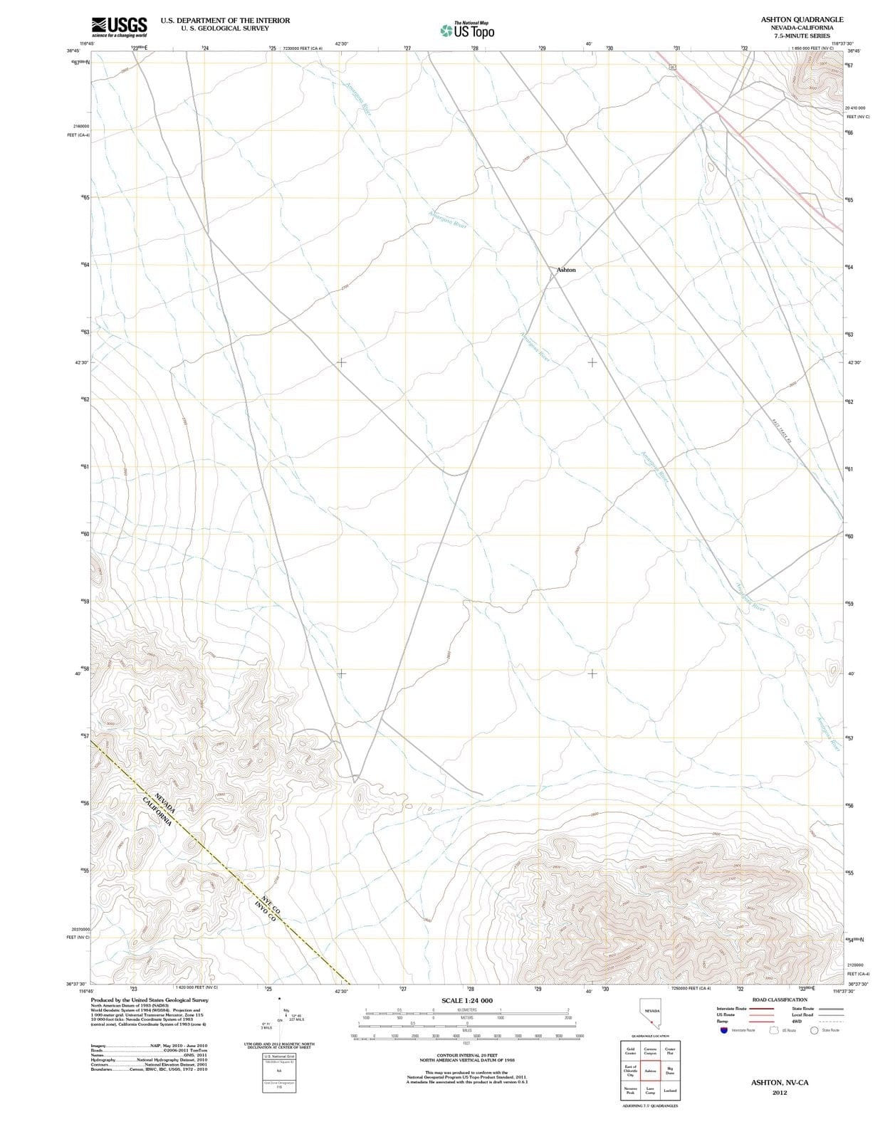2012 Ashton, NV - Nevada - USGS Topographic Map