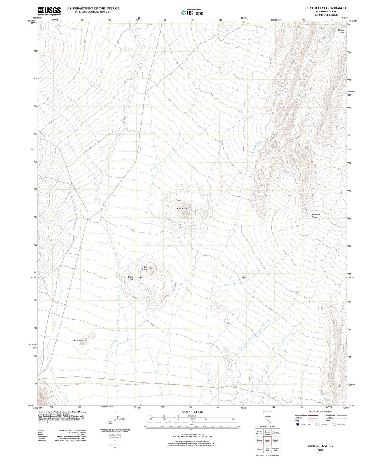 2012 Crater Flat, NV - Nevada - USGS Topographic Map