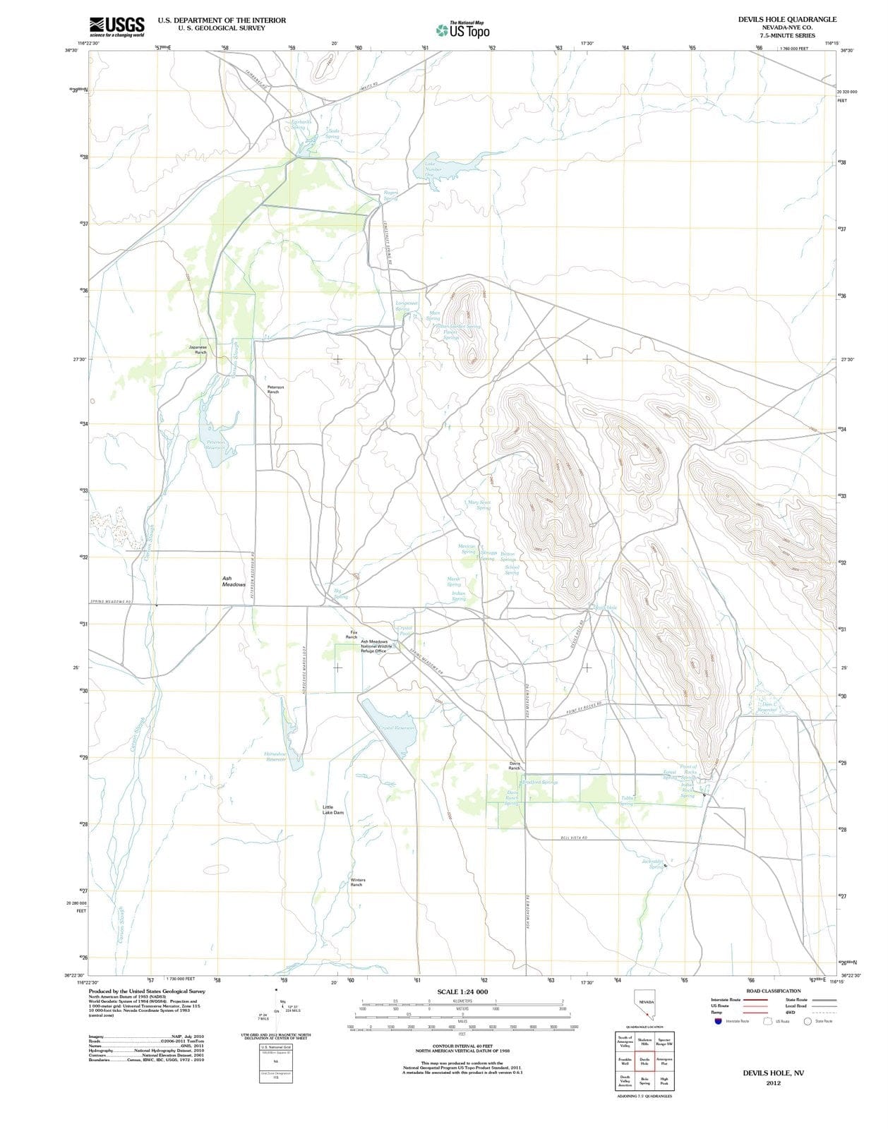 2012 Devils Hole, NV - Nevada - USGS Topographic Map