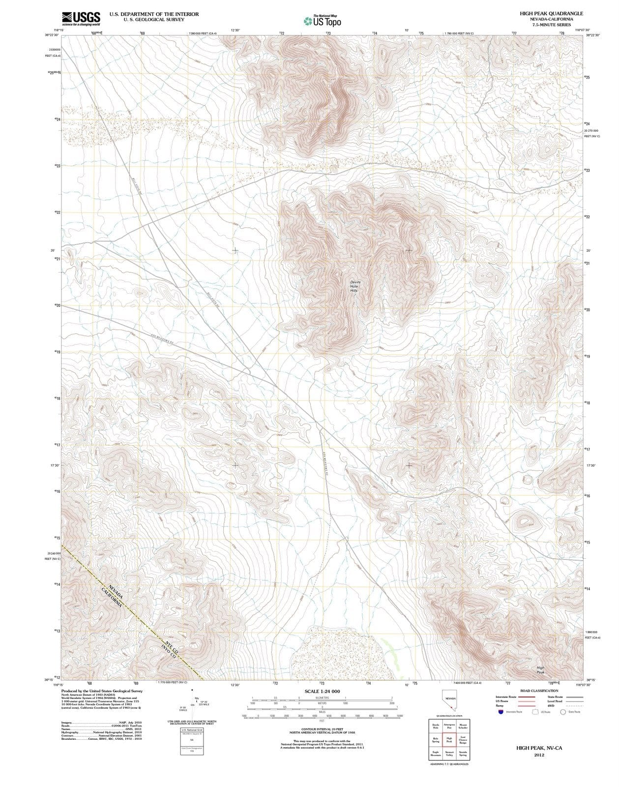 2012 High Peak, NV - Nevada - USGS Topographic Map