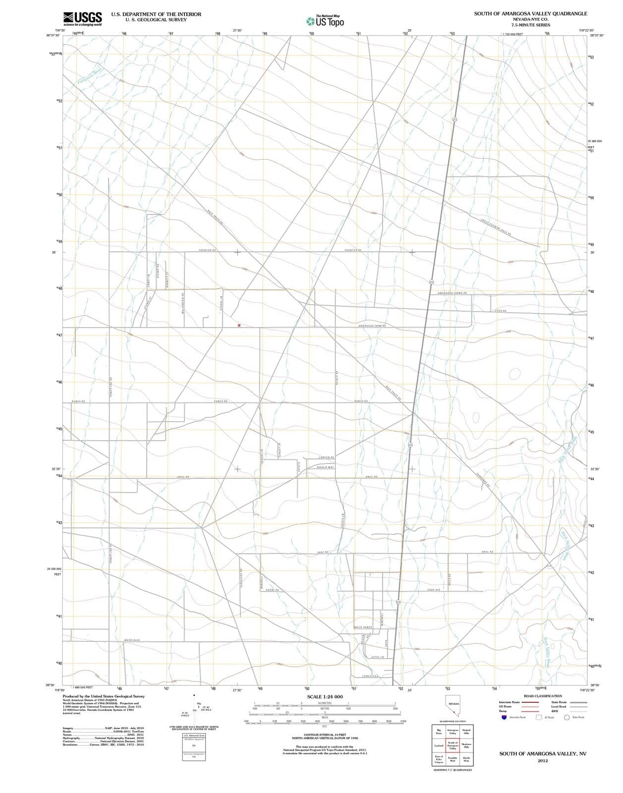 2012 South of Amargosa Valley, NV - Nevada - USGS Topographic Map
