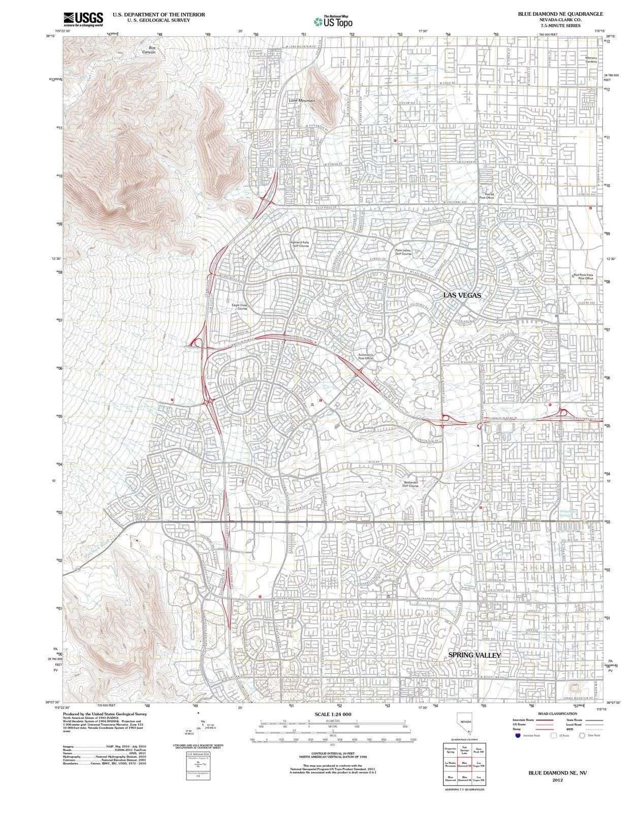 2012 Blueiamond, NV - Nevada - USGS Topographic Map