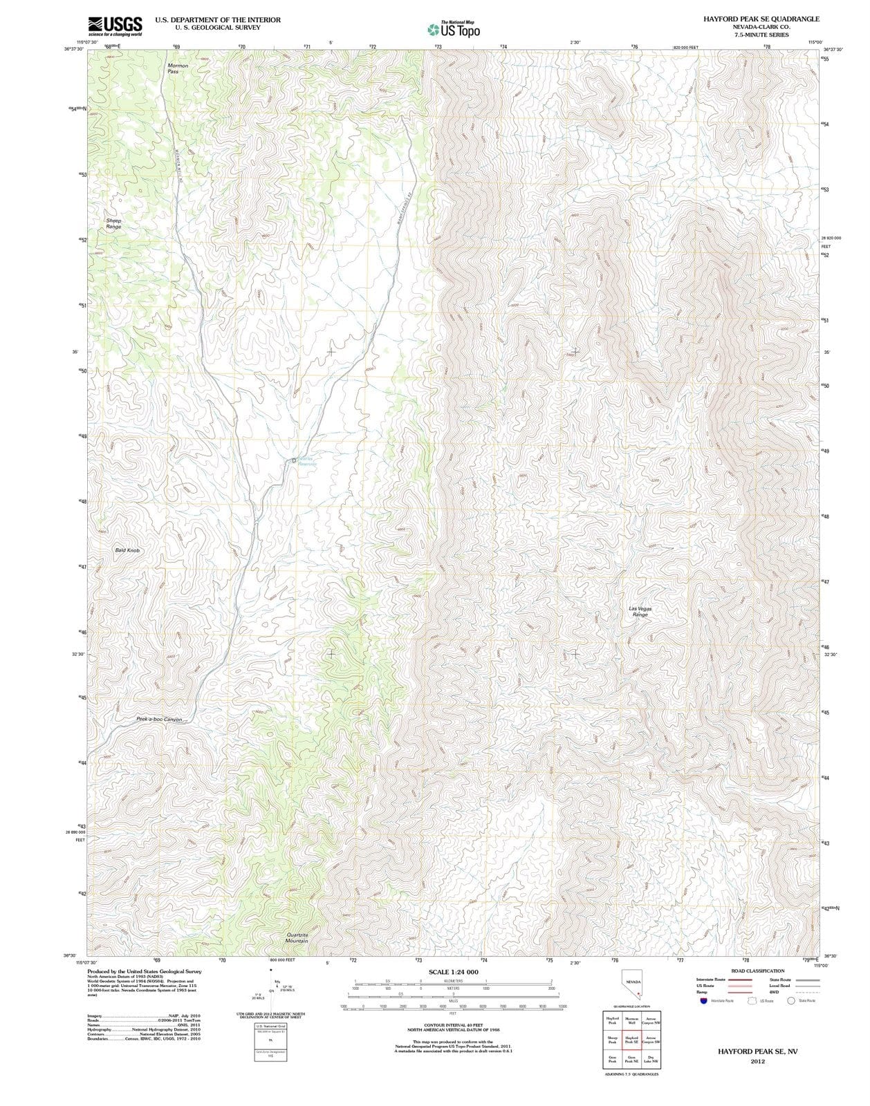 2012 Hayford Peak, NV - Nevada - USGS Topographic Map