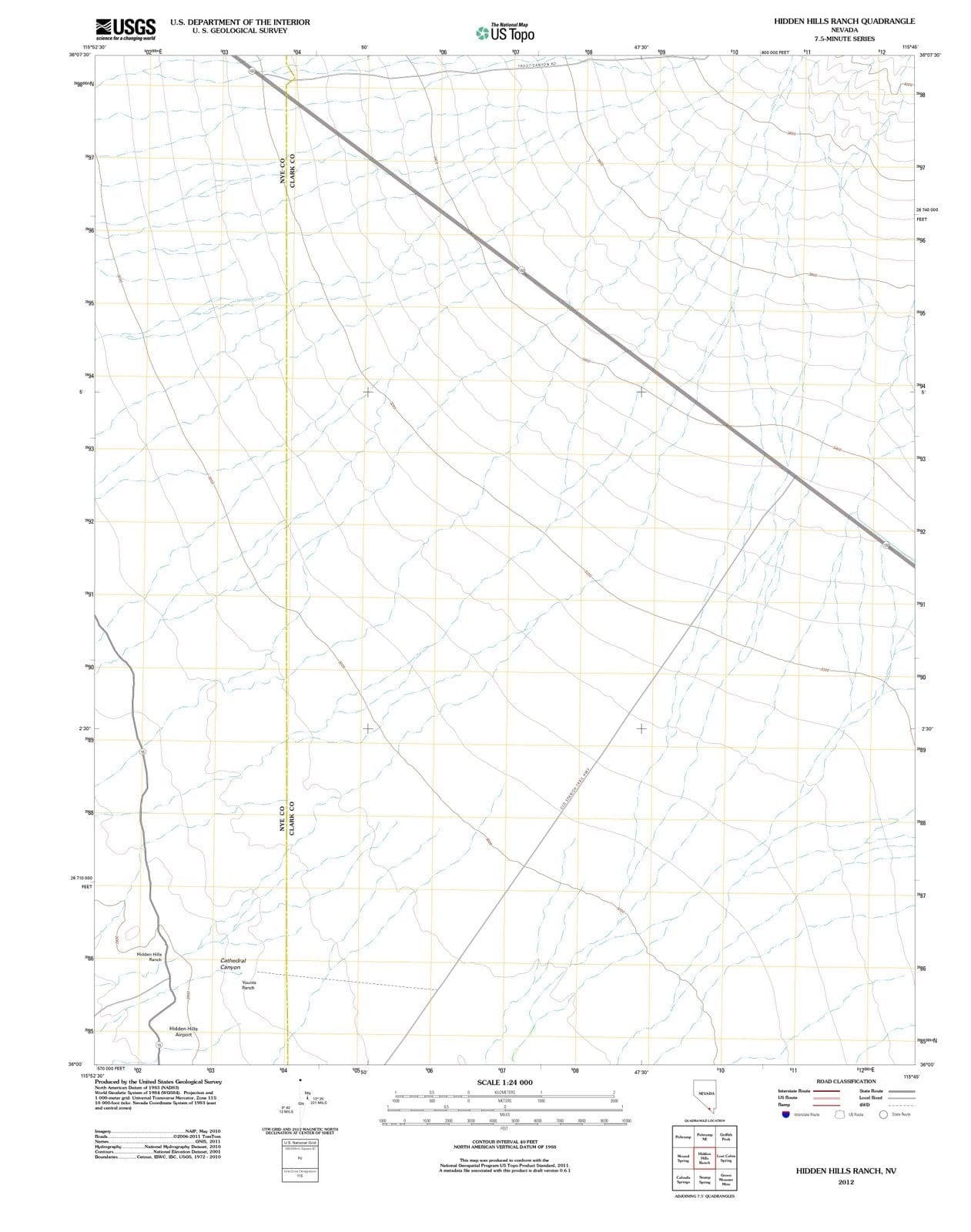 2012 Hidden Hills Ranch, NV - Nevada - USGS Topographic Map