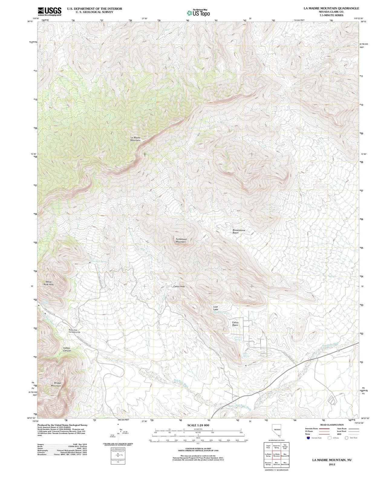 2012 La Madre Mountain, NV - Nevada - USGS Topographic Map