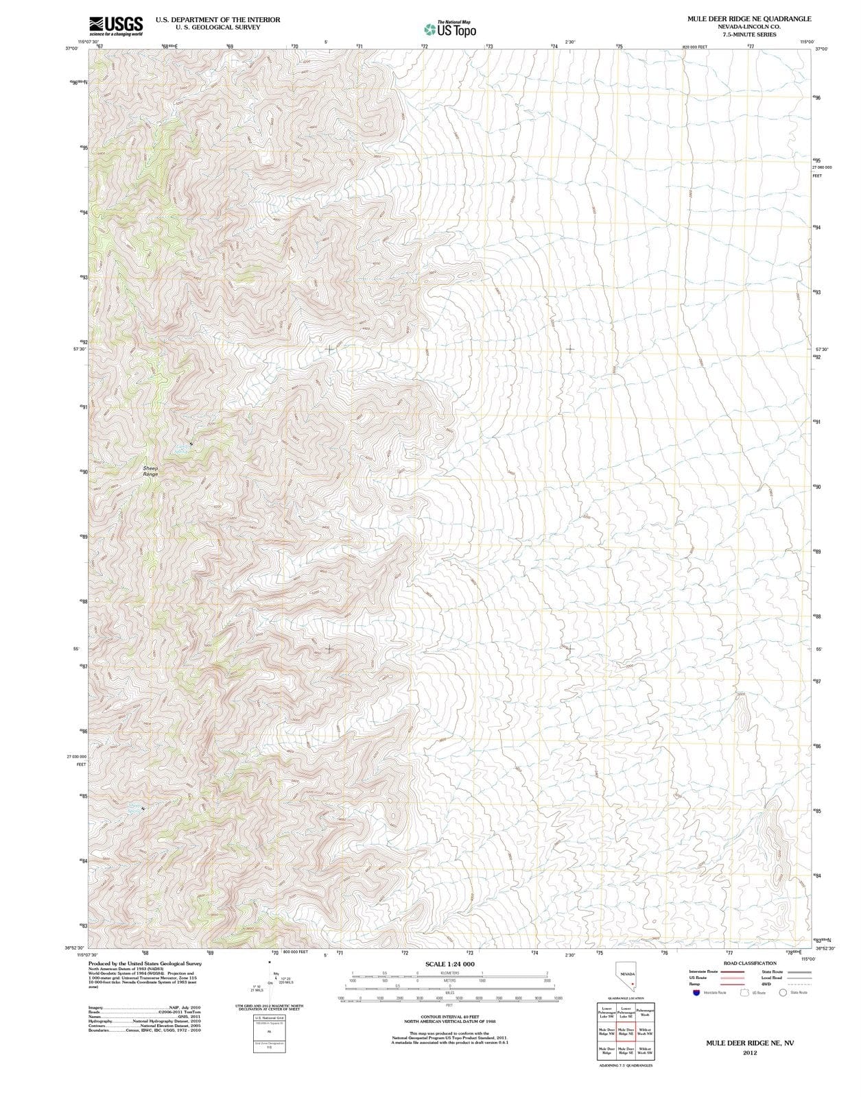 2012 Muleeer Ridge, NV - Nevada - USGS Topographic Map