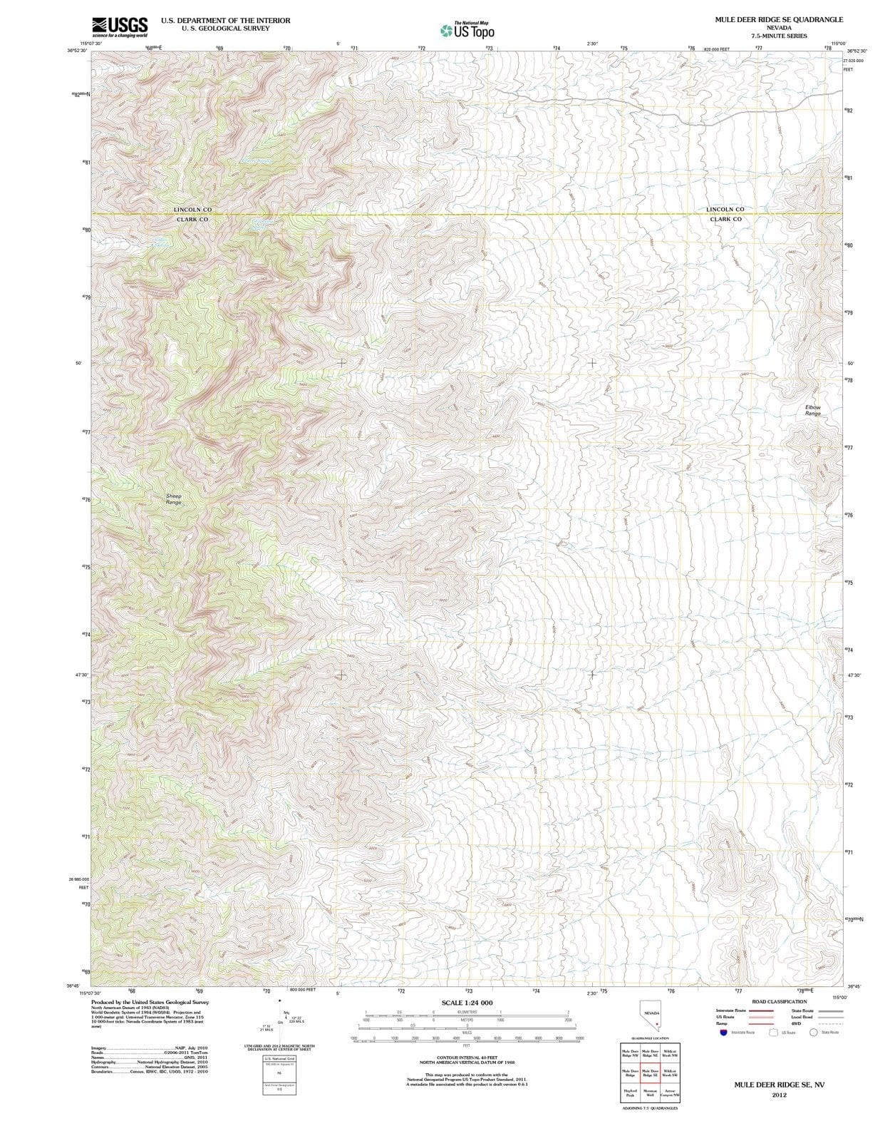 2012 Muleeer Ridge, NV - Nevada - USGS Topographic Map