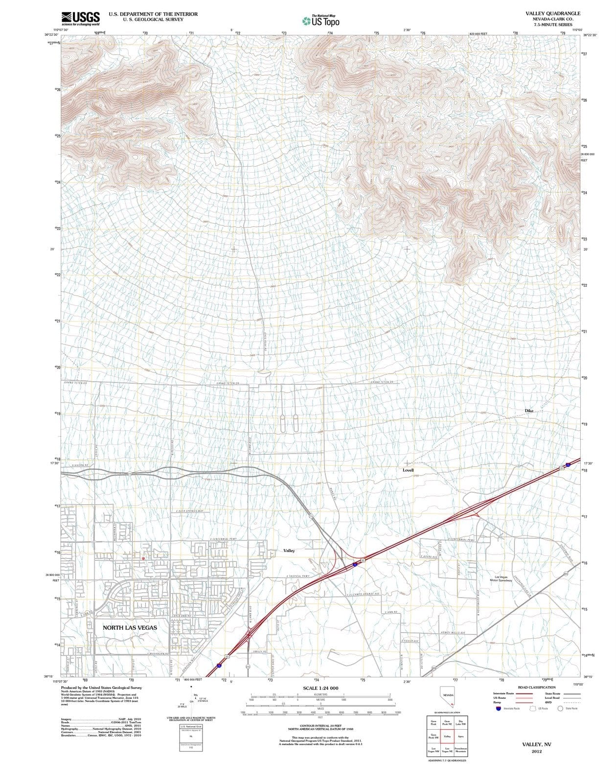 2012 Valley, NV - Nevada - USGS Topographic Map