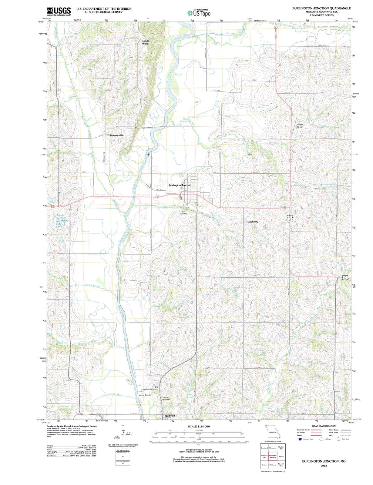 2012 Burlington Junction, MO - Missouri - USGS Topographic Map