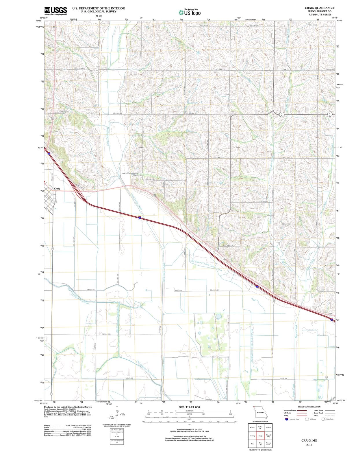 2012 Craig, MO - Missouri - USGS Topographic Map