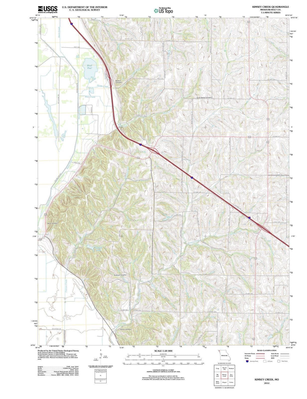 2012 Kimsey Creek, MO - Missouri - USGS Topographic Map