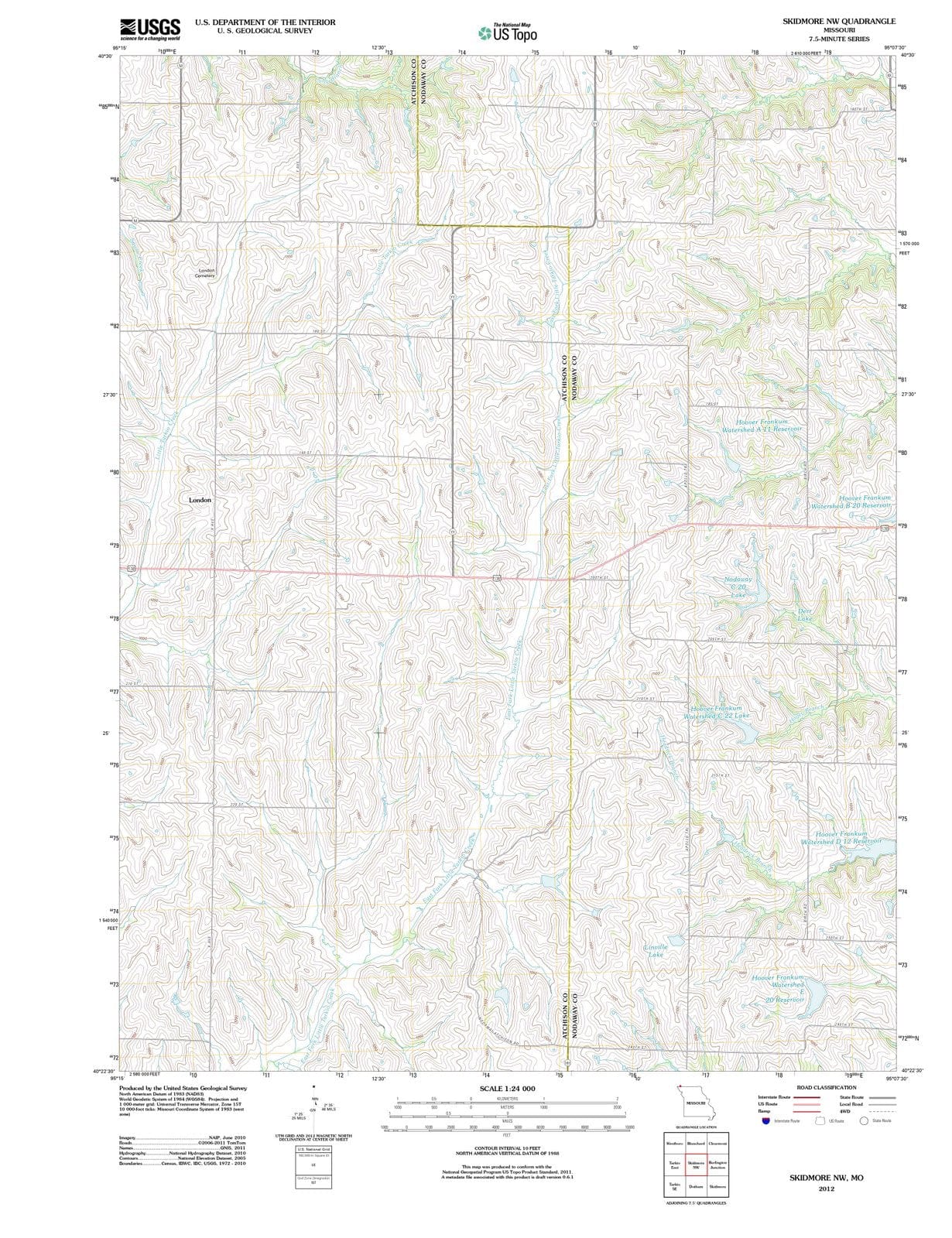 2012 Skidmore, MO - Missouri - USGS Topographic Map