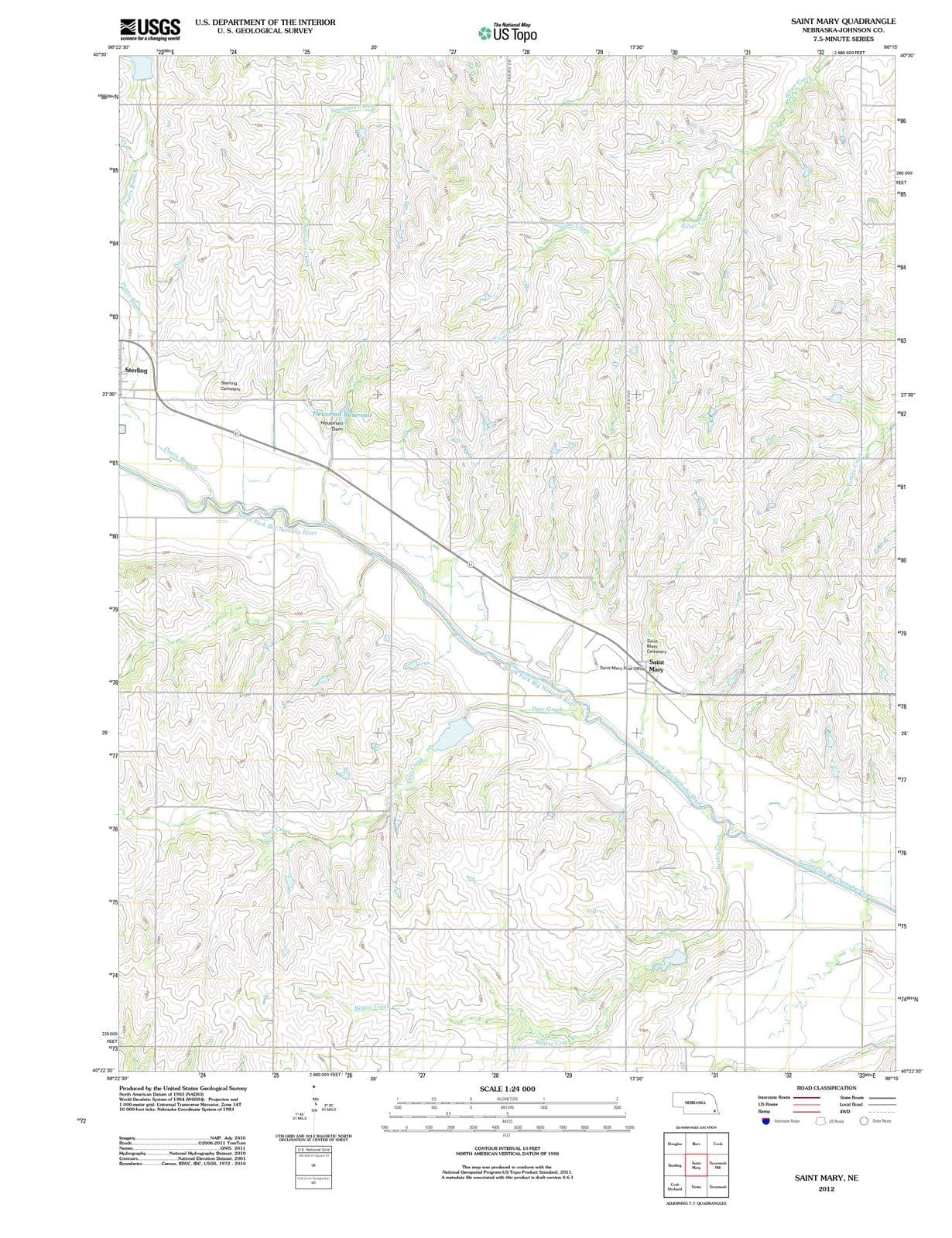 2012 Saint Mary, NE - Nebraska - USGS Topographic Map