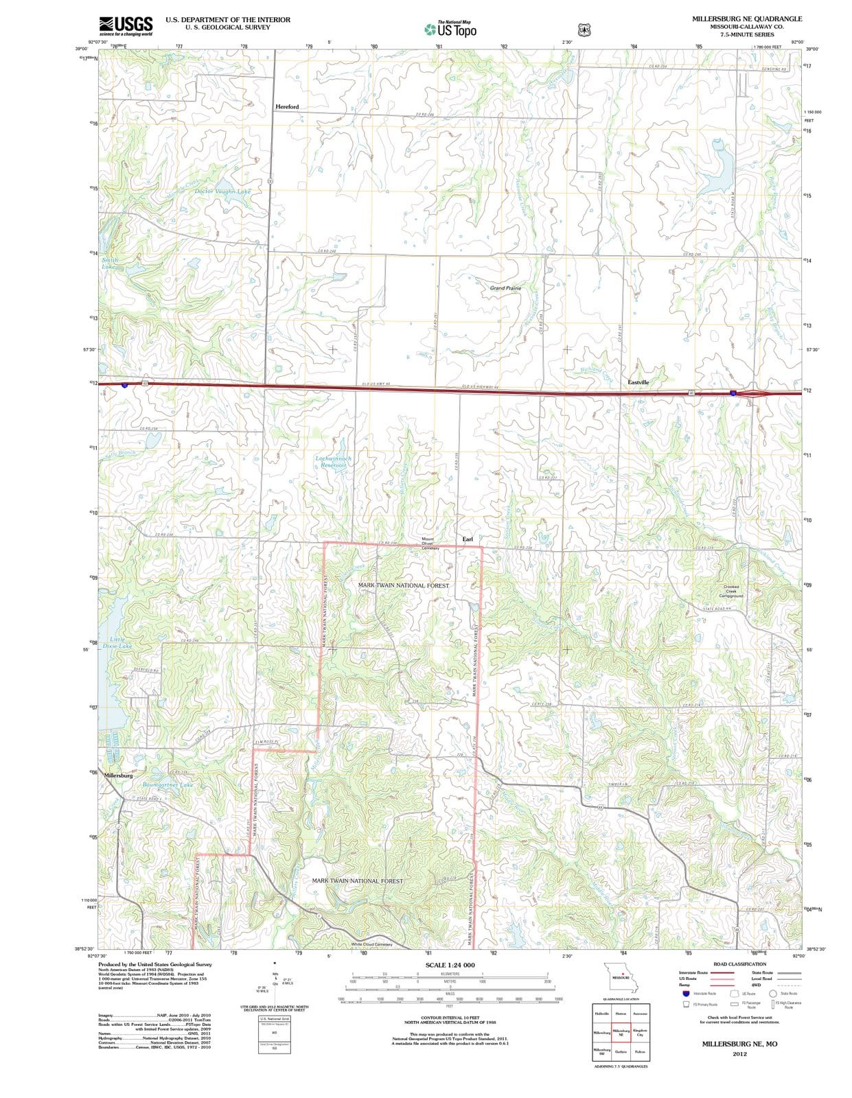 2012 Millersburg, MO - Missouri - USGS Topographic Map