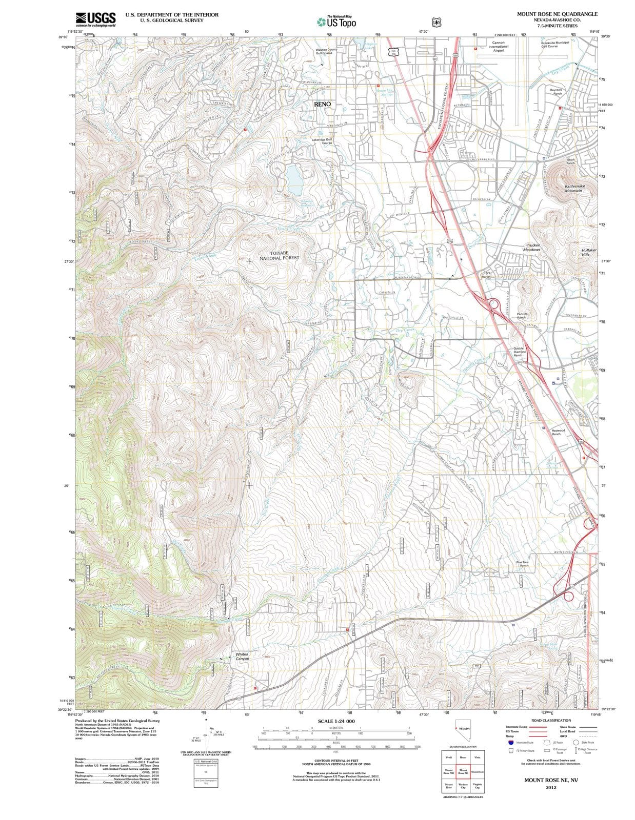 2012 Mount Rose, NV - Nevada - USGS Topographic Map