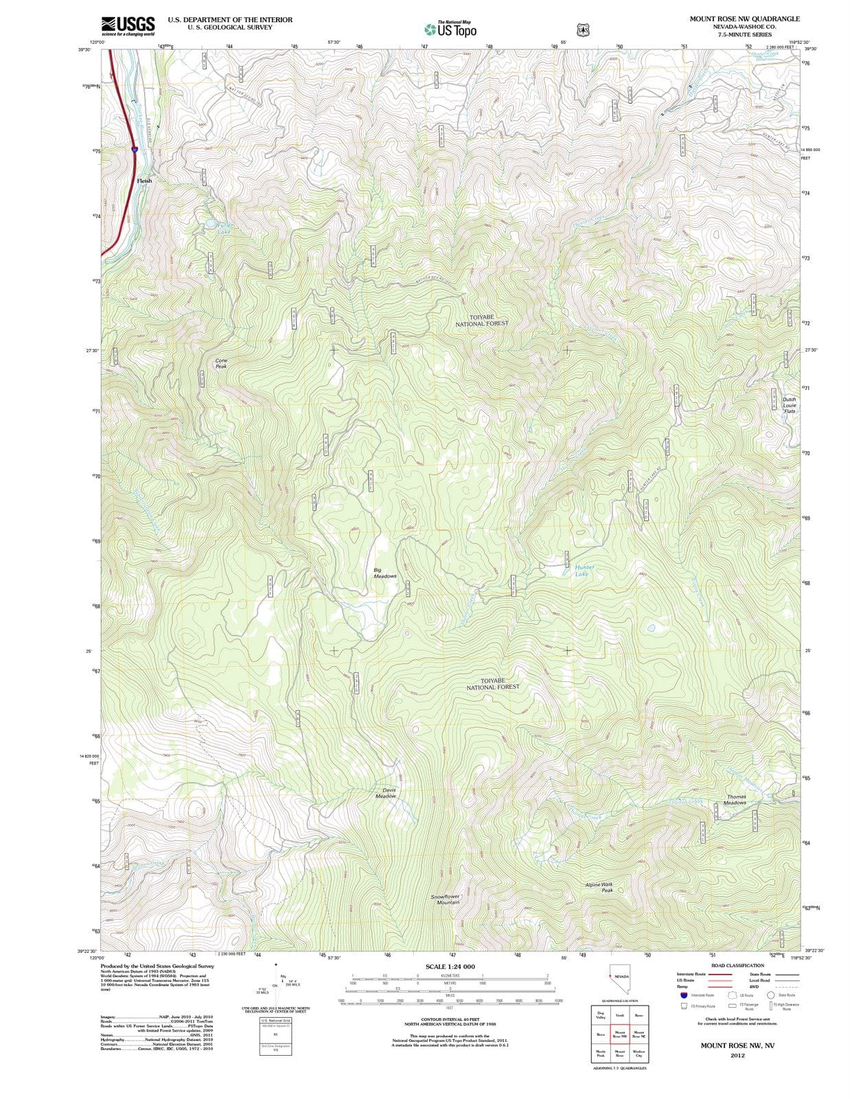 2012 Mount Rose, NV - Nevada - USGS Topographic Map