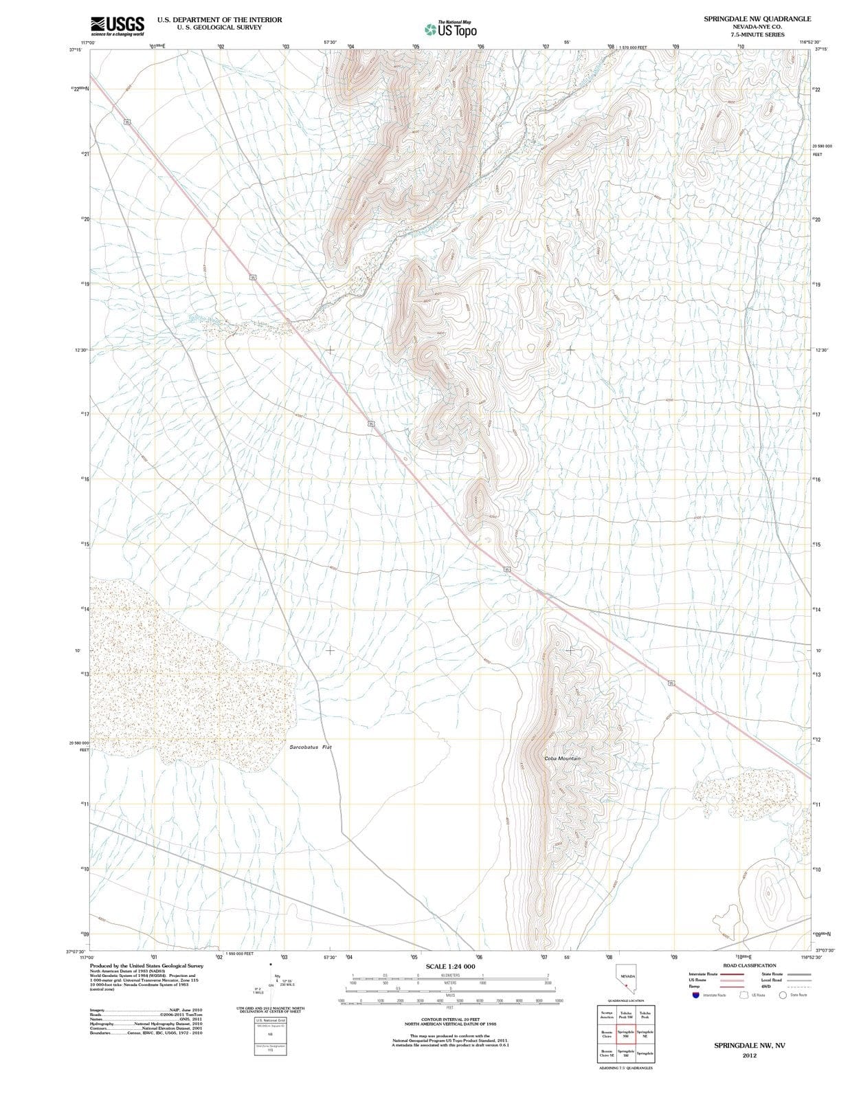 2012 Springdale, NV - Nevada - USGS Topographic Map