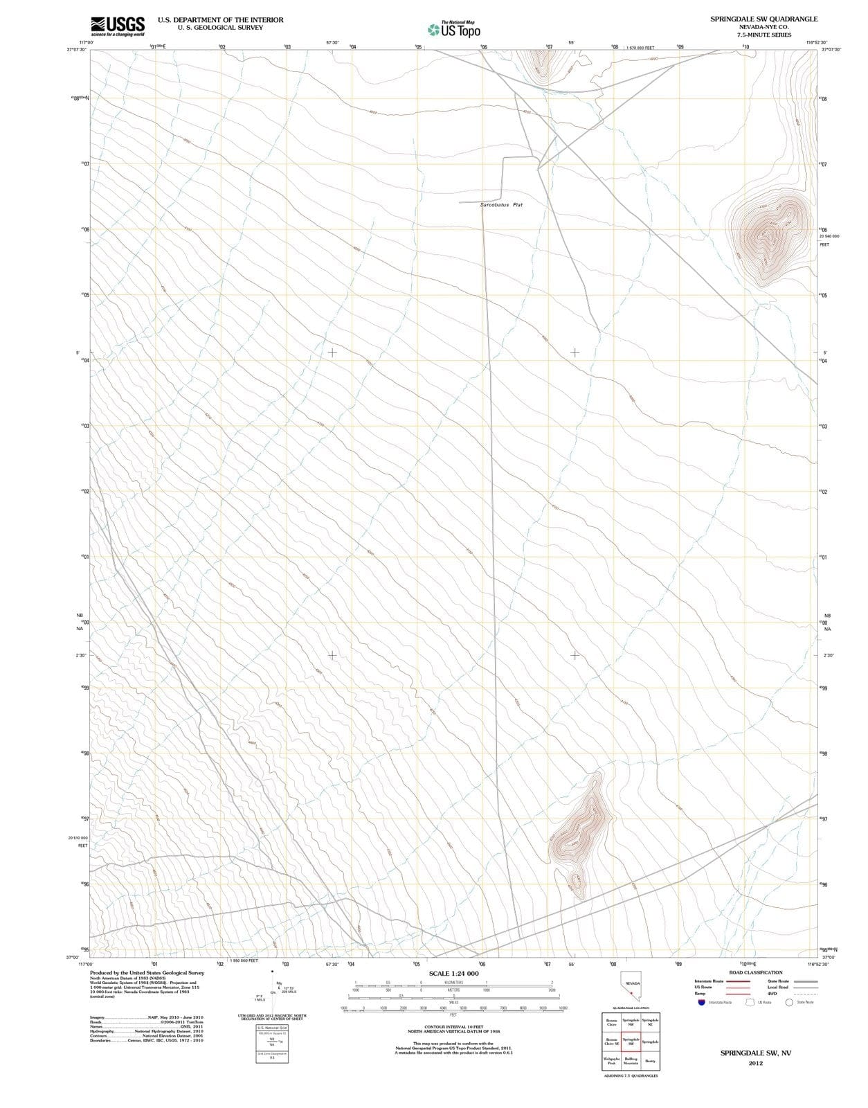 2012 Springdale, NV - Nevada - USGS Topographic Map