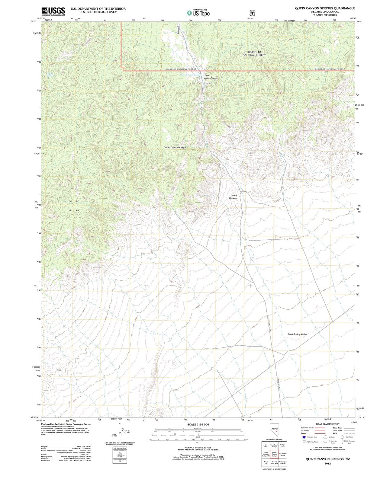 2012 Quinn Canyon Springs, NV - Nevada - USGS Topographic Map