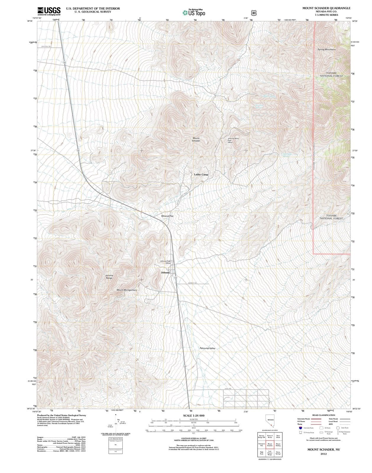 2012 Mount Schader, NV - Nevada - USGS Topographic Map