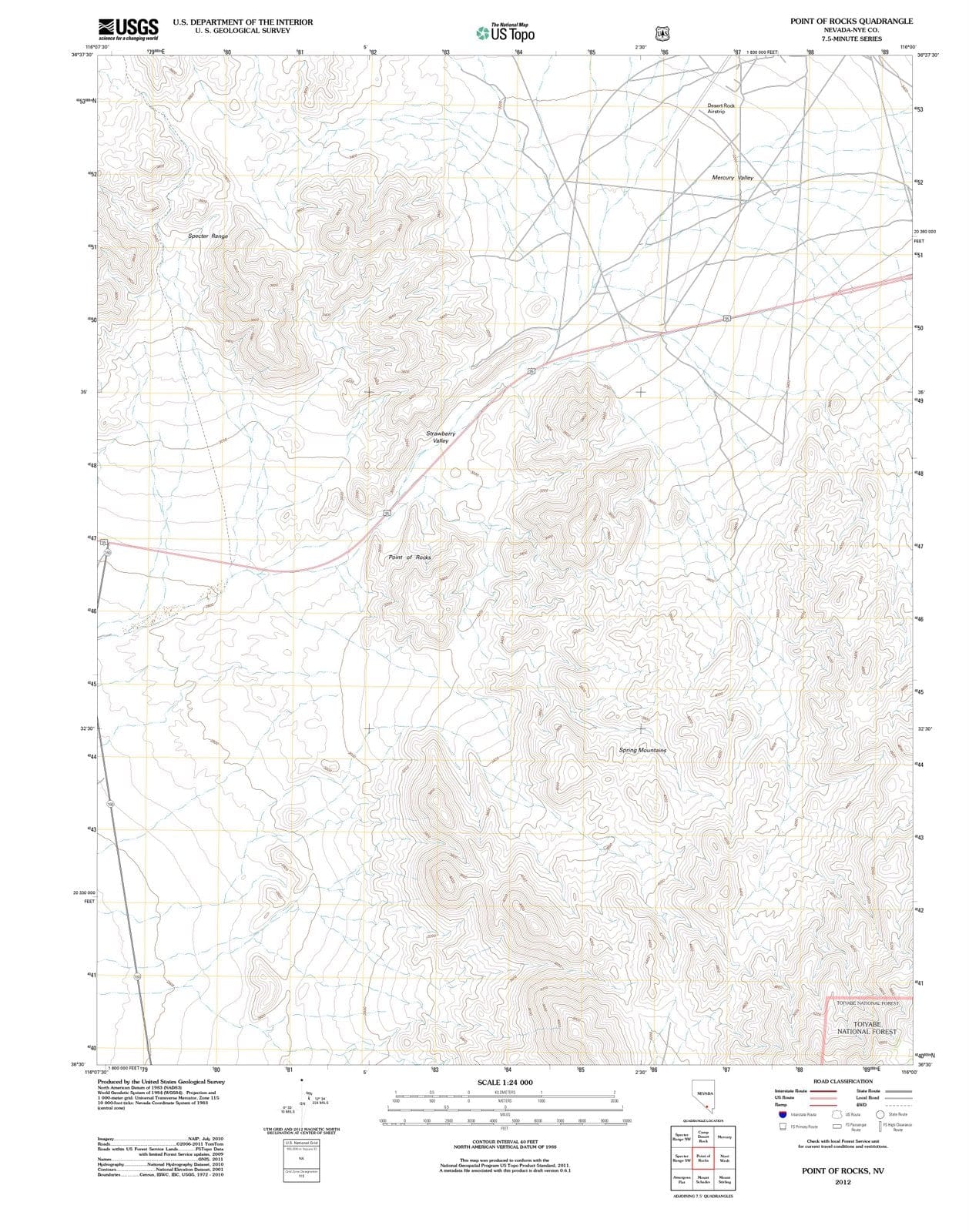 2012 Point of Rocks, NV - Nevada - USGS Topographic Map