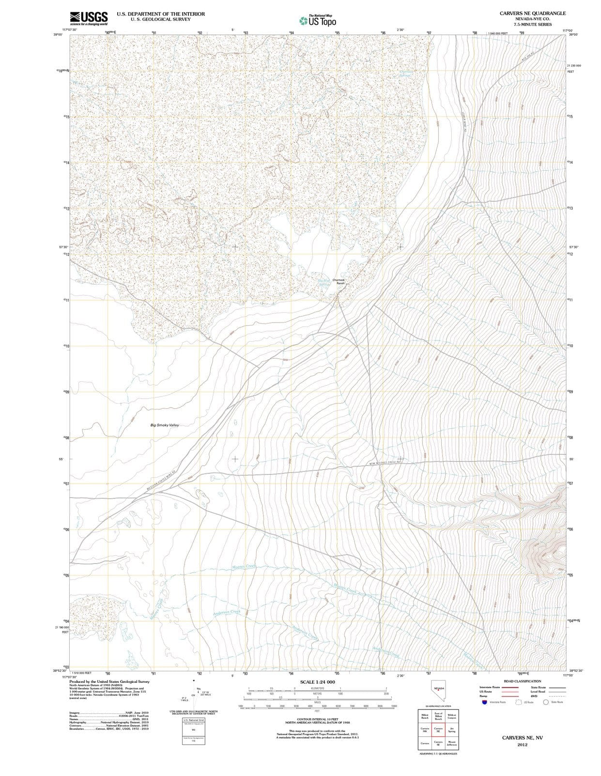 2012 Carvers, NV - Nevada - USGS Topographic Map