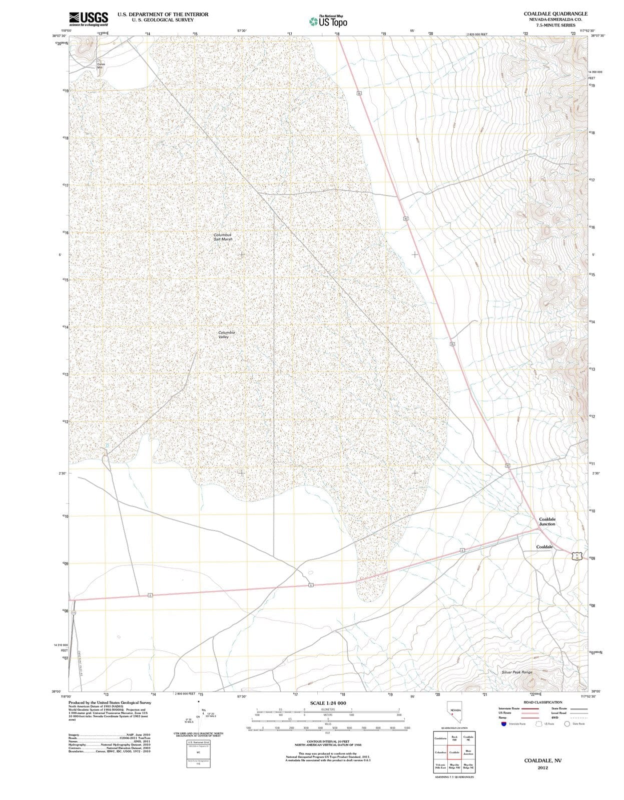 2012 Coaldale, NV - Nevada - USGS Topographic Map