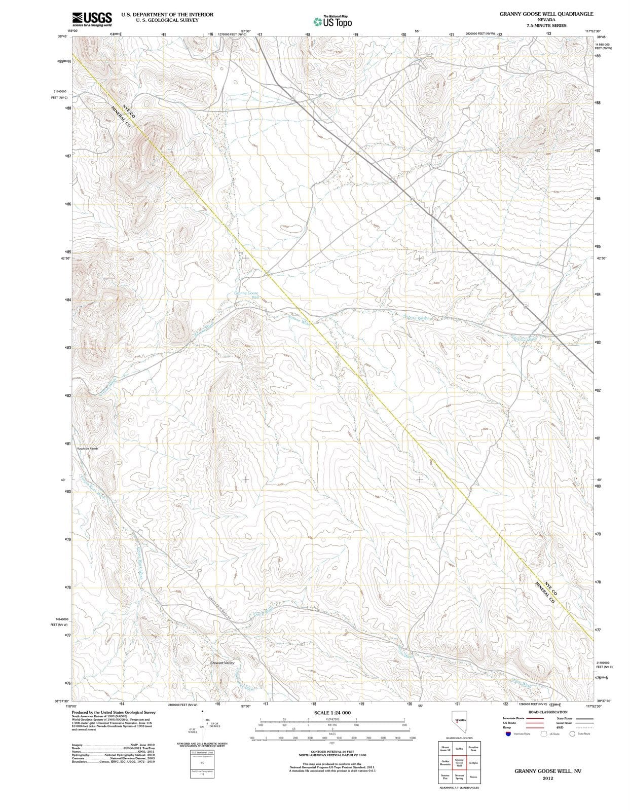 2012 Granny Goose Well, NV - Nevada - USGS Topographic Map