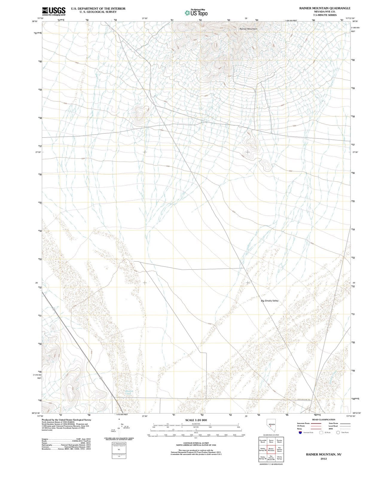2012 Rainier Mountain, NV - Nevada - USGS Topographic Map