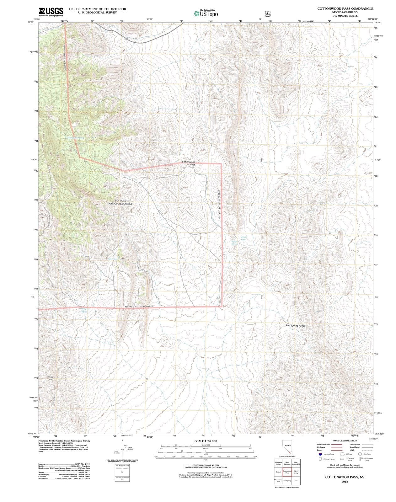 2012 Cottonwood Pass, NV - Nevada - USGS Topographic Map