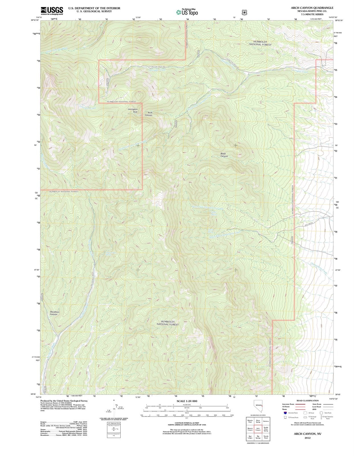 2012 Arch Canyon, NV - Nevada - USGS Topographic Map