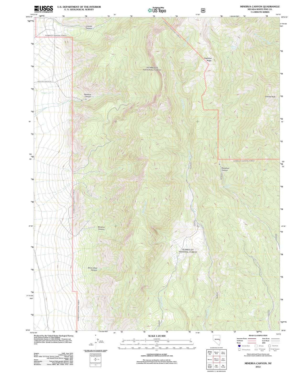 2012 Minerva Canyon, NV - Nevada - USGS Topographic Map