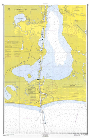 Historic Nautical Map - Calcasieu Lake, 1965 NOAA Chart - Louisiana (LA) - Vintage Wall Art