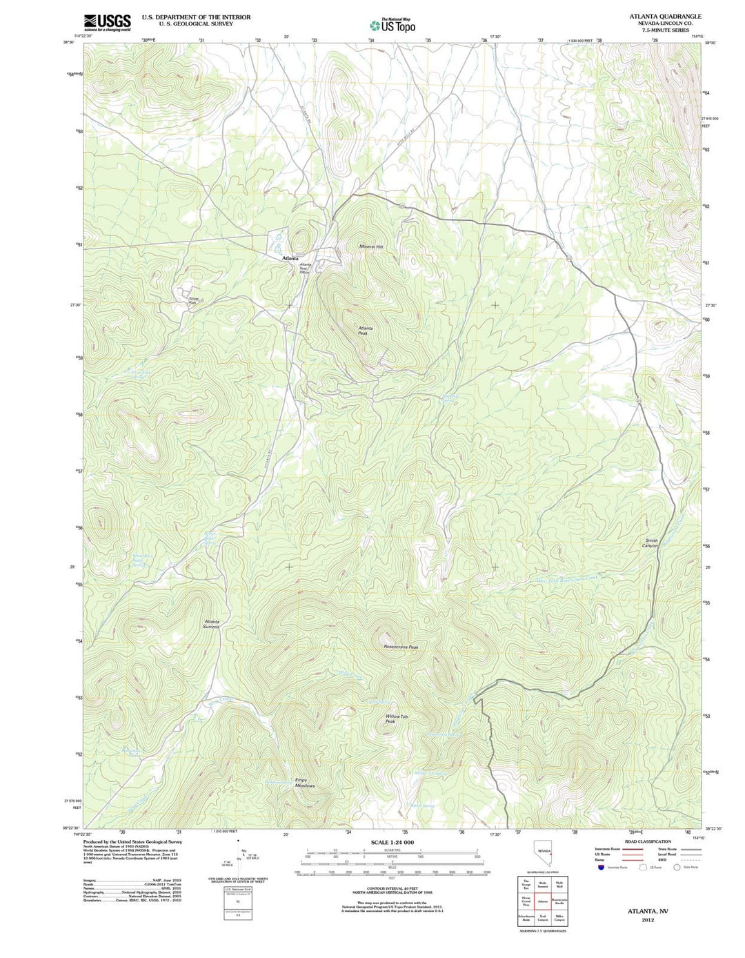 2012 Atlanta, NV - Nevada - USGS Topographic Map