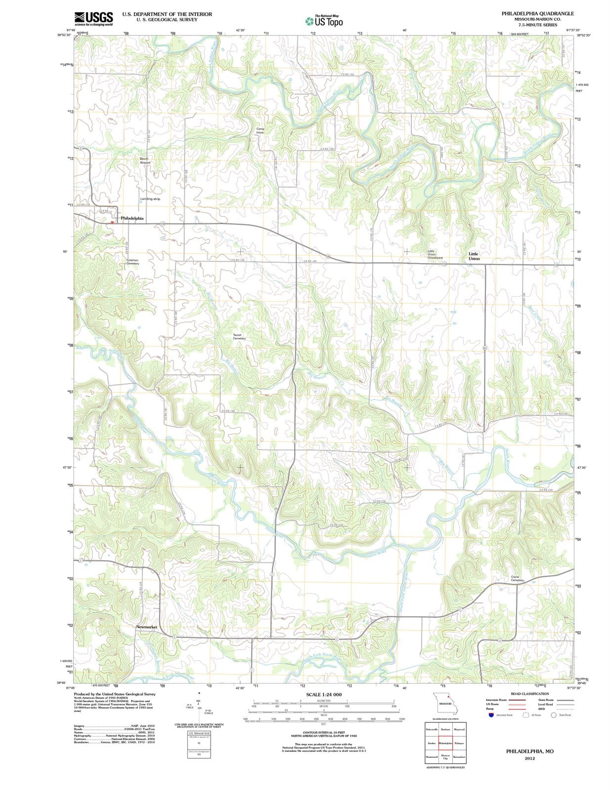 2012 Philadelphia, MO - Missouri - USGS Topographic Map
