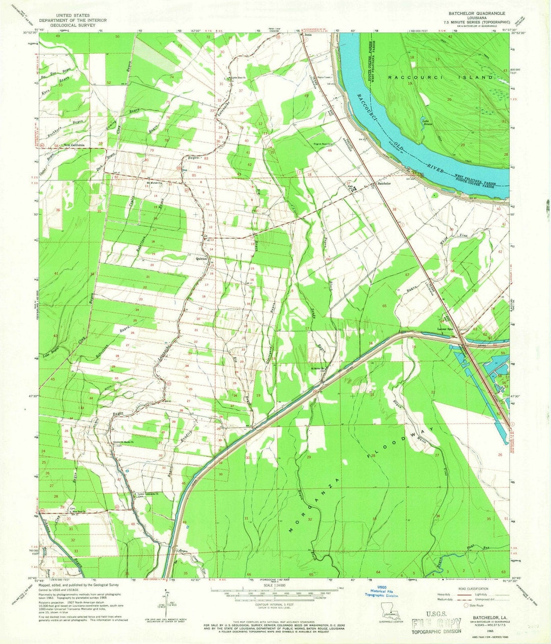 1965 Batchelor, LA - Louisiana - USGS Topographic Map