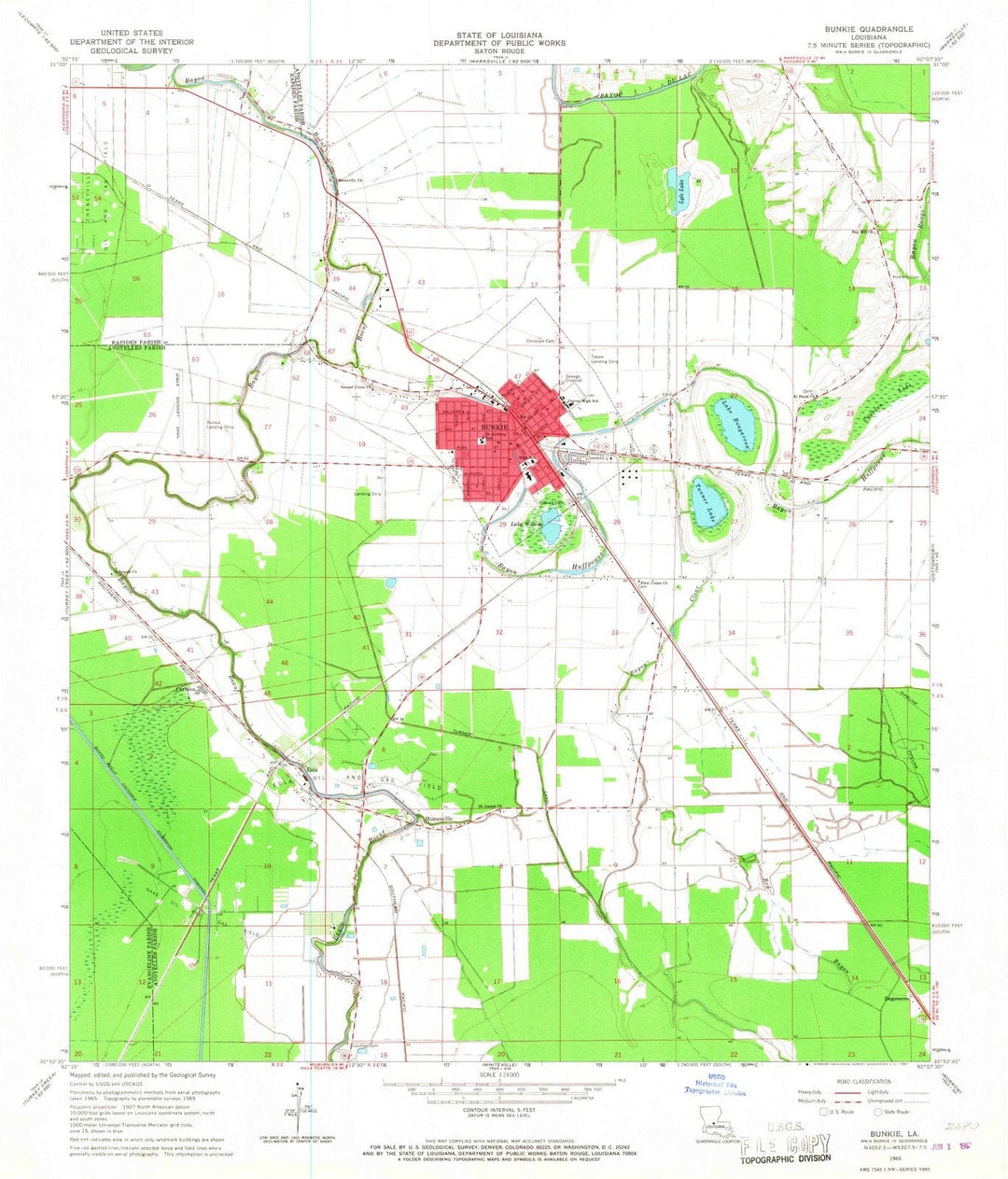 1965 Bunkie, LA - Louisiana - USGS Topographic Map
