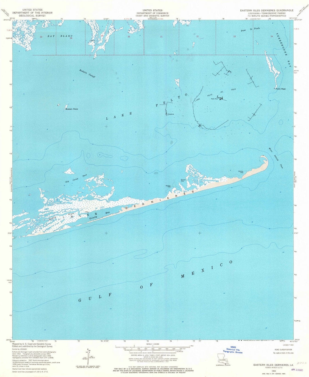 1953 Eastern Islesernieres, LA - Louisiana - USGS Topographic Map