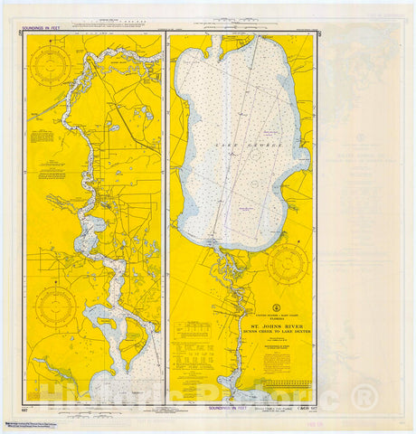 Historic Nautical Map - Lake Dexter To Lake Harvey, 1972 NOAA Chart - Florida (FL) - Vintage Wall Art, v2