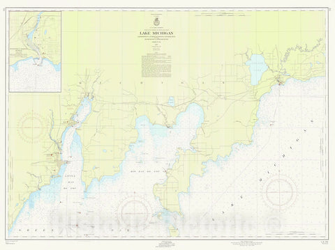 Historic Nautical Map - Lake Michigan Coast Farnsworth Pt To Fifteen Miles Southwest Of Escanaba Including Big Bay De Noc And Little Bay, 1957 NOAA Chart - Michigan (MI) - Poster Wall Art Reprint - 0