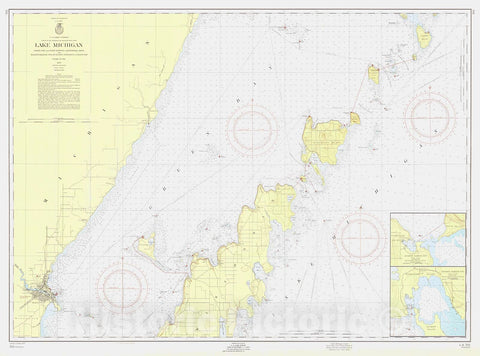 Historic Nautical Map - Lake Michigan Coast Green Bay From Point Detour To Baileys Harbor And Menominee, 1957 NOAA Chart - Wisconsin, Michigan (WI, MI) - Vintage Decor Poster Wall Art Reproduction - 0