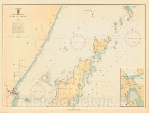 Historic Nautical Map - Lake Michigan, 1941 NOAA Chart - Michigan (MI) - Vintage Wall Art